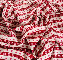 Lněná látka tisk motiv proužky/kostky