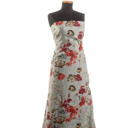 Lněná látka tisk motiv květin