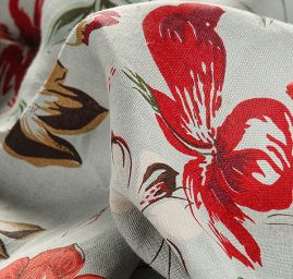 Lněná látka tisk motiv květin