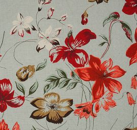 Lněná látka tisk motiv květin