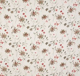 Lněná látka tisk motiv květin smetanová
