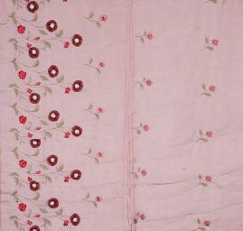 Organza květinová bordurová výšivka vínová