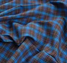 Kostýmová látka vzor káro kostky modrohnědá
