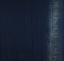 Riflovina pružná tisk ornamentu modrá II.jakost