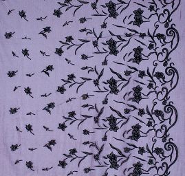 Efektní krajka vyšívaný tyl s bordurou bordó/černá