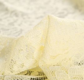 Jemná pružná krajka vzor květy pastel žlutá