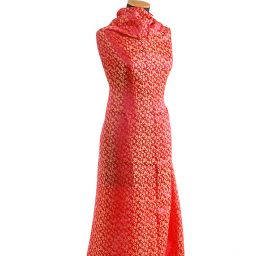 Žakárová látka jemná starorůžová/zlatá