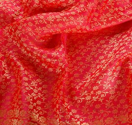 Žakárová látka jemná starorůžová/zlatá