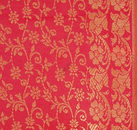 Žakárová látka jemná starorůžová/zlatá