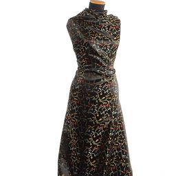 Brokát jemný květinový motiv černý