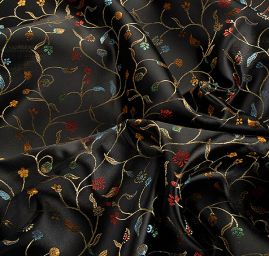 Brokát jemný květinový motiv černý