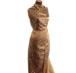 Brokát jemný květinový motiv hnědý