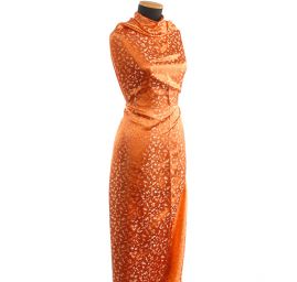 Brokát jemný květinový motiv oranžový