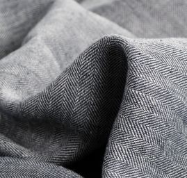 Len vzor rybí kost modrobílý