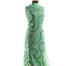 Krep šifon výšivka vlnky zelený III.jakost