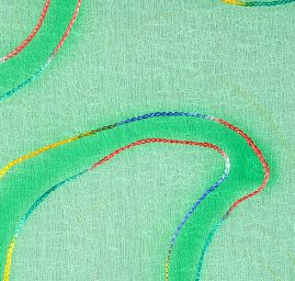 Krep šifon výšivka vlnky zelený III.jakost