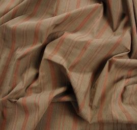 Bavlněná látka khaki zelená s červenými proužky