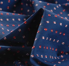Bavlněná košilová látka drobný vzor modročervená