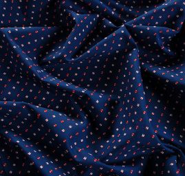 Bavlněná košilová látka drobný vzor modročervená