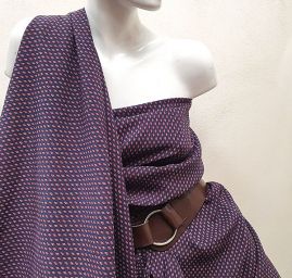 Viskozová šatová látka drobný vzor modrá