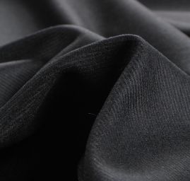 Vlněná kostýmová látka černá šikmý pruh