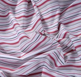 Pružná bavlněná látka vzor proužky červenobílá