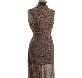 Jemný pružný šifon motiv drobných květů černý II.jakost