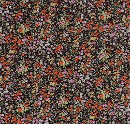 Jemný pružný šifon motiv drobných květů černý II.jakost