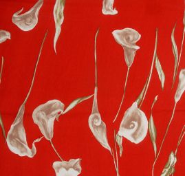 Šifon viskozový květinový se vzorem květu kaly červený