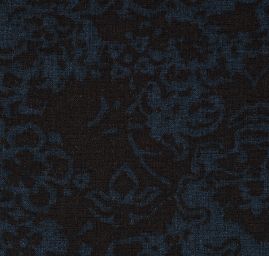 Voál bavlna směs vzor květy modrá/hnědá