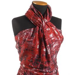 Hedvábný satén abstraktní motiv vínový