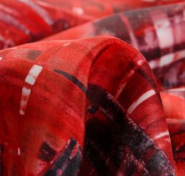 Hedvábný satén abstraktní motiv vínový