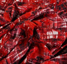 Hedvábný satén abstraktní motiv vínový