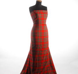 Kostýmová látka kostka tartan červenozelená