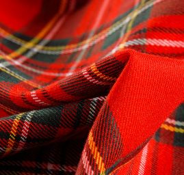 Kostýmová látka kostka tartan červenozelená