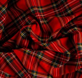 Kostýmová látka kostka tartan červenozelená