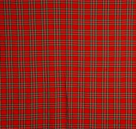 Kostýmová látka kostka tartan červenozelená