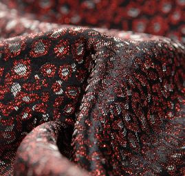 Lamé žakár červenočerné