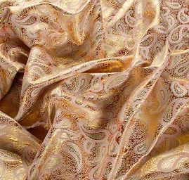 Brokát lamé paisley motiv zlatoměděný