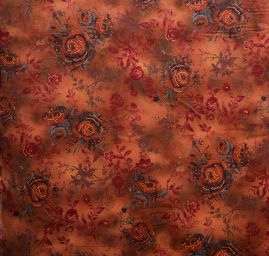 Pružný manšestr květinový vzor hnědý