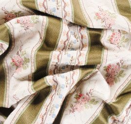 Dekorační žakárová taknina proužky/květy zelená