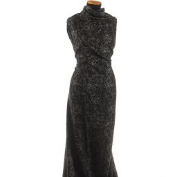 Kostýmová žakárová látka vlna směs květy/rybí kost