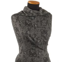 Kostýmová žakárová látka vlna směs květy/rybí kost