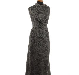 Kostýmová žakárová látka vlna směs květy/rybí kost