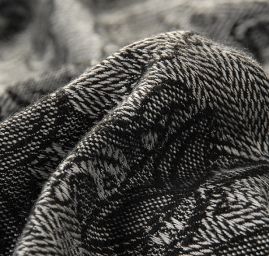 Kostýmová žakárová látka vlna směs květy/rybí kost