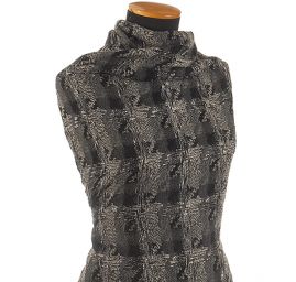 Tvídová žakárová látka vlna směs kostky černá/bílá