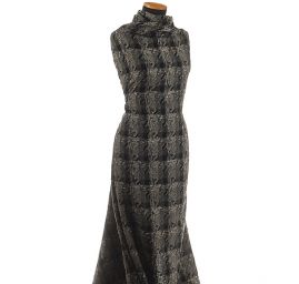 Tvídová žakárová látka vlna směs kostky černá/bílá