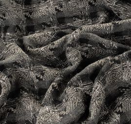 Tvídová žakárová látka vlna směs kostky černá/bílá