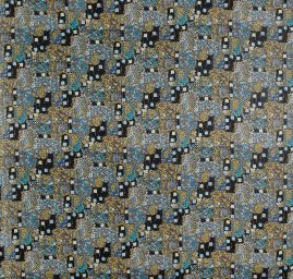 Jemný pružný šifon motiv patchwork petrol
