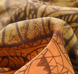 Viskózová letní látka vzor ornament hnědá